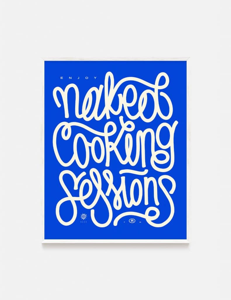 plakat NAKED COOKING SESSIONS niebieski